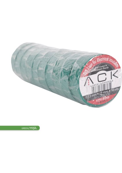 Pvc Elektrik Izolasyon Bandı 10'lu Yeşil 8m