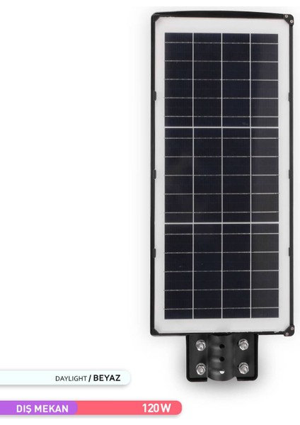 120W LED Solar Sokak Armatürü Siyah Kasa 6500K Beyaz Işık 3.2V fiyatları