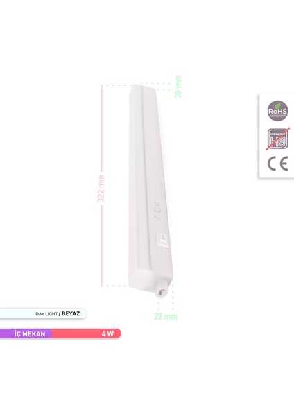 4W Merkür LED Bant Armatür 6500K Beyaz Işık 313mm indirimleri