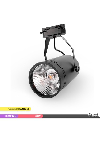 AD30-01901 3000K Günışığı 30W Siyah Kasa Cob LED Ray Spot Armatür