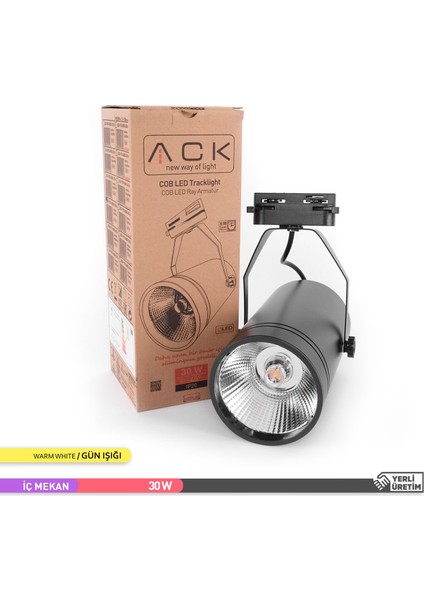 AD30-01901 3000K Günışığı 30W Siyah Kasa Cob LED Ray Spot Armatür modelleri