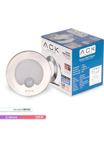 1.5W Sensörlü LED Merdiven-Duvar Armatürü Yuvarlak 6500K Beyaz Işık fiyatları