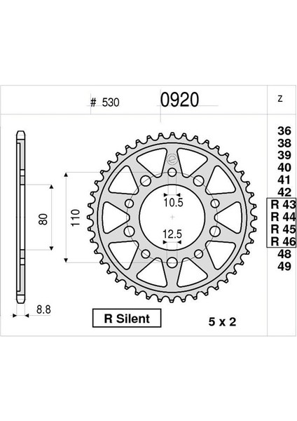 Honda 750/900 Ognıbene Arka Dişli 43T