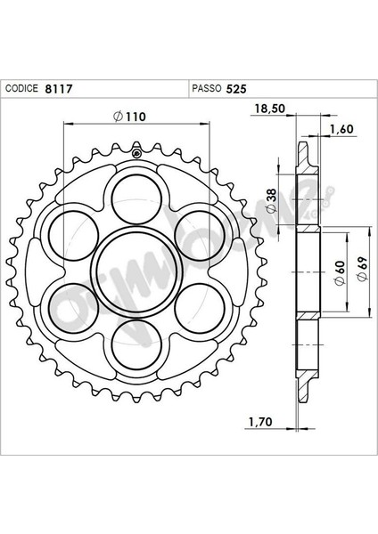 Ducatı 1098 07 525 Ognıbene Arka Dişli 38T