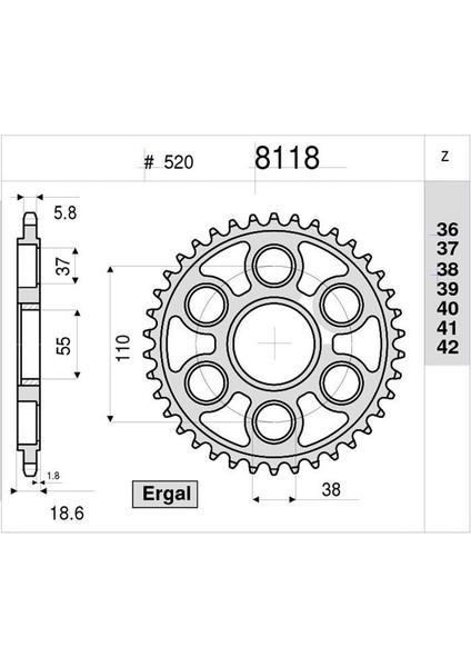 Ducatı 1098 525 Ognıbene Arka Dişli 43T