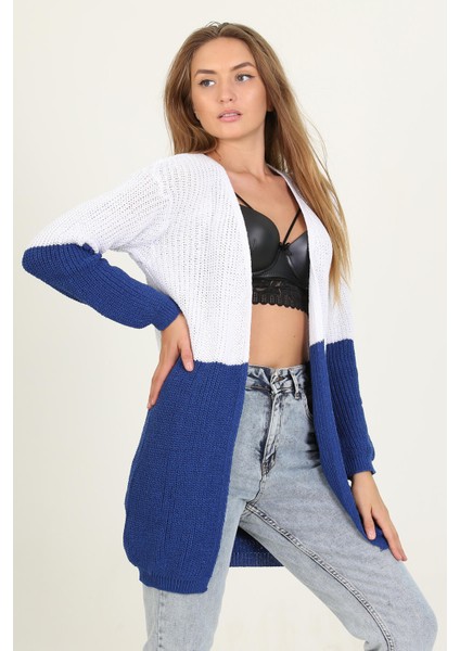 Kadın Saks Mavisi Yeni Sezon Selanik Triko Hırka RY0038