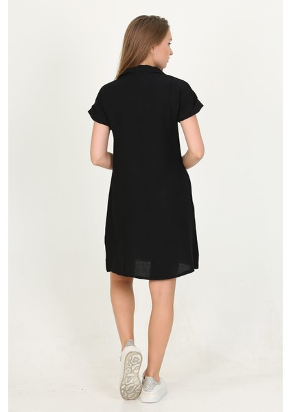 Kadın Gömlek Yaka Kol Detaylı Midi Boy Ayrobin Elbise LPTR10 indirimleri