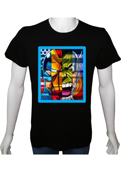 Genç TShirt Siyah 'marvel6' Baskılı S