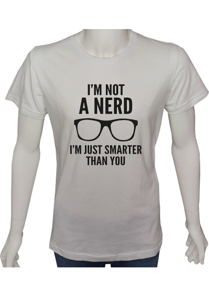 Genç TShirt Beyaz 'senden Daha Akıllıyım' Baskılı M