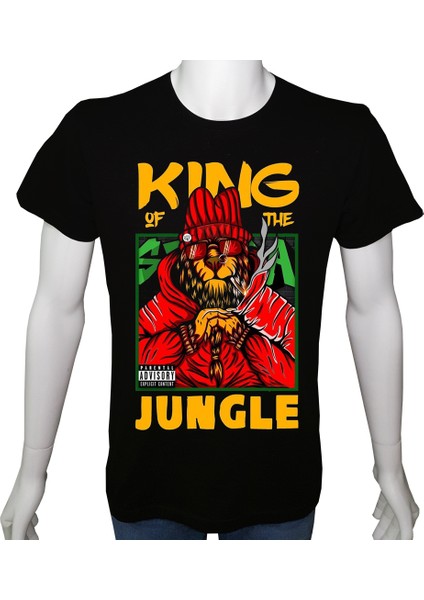 Genç TShirt Siyah 'orman Kralı' Baskılı 2xl
