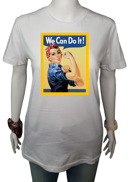 Kadın TShirt Beyaz 'kadının Gücü2' Baskılı Xs