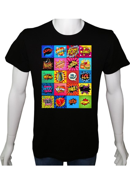 Genç TShirt Siyah 'popart1' Baskılı Xs