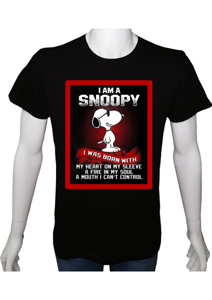 Genç TShirt Siyah 'snoopy1' Baskılı Xl