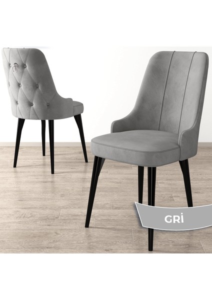 Concept Enoa Serisi Siyah Gürgen Ayaklı Babyface Kumaş Gümüş Halkalı Sandalye