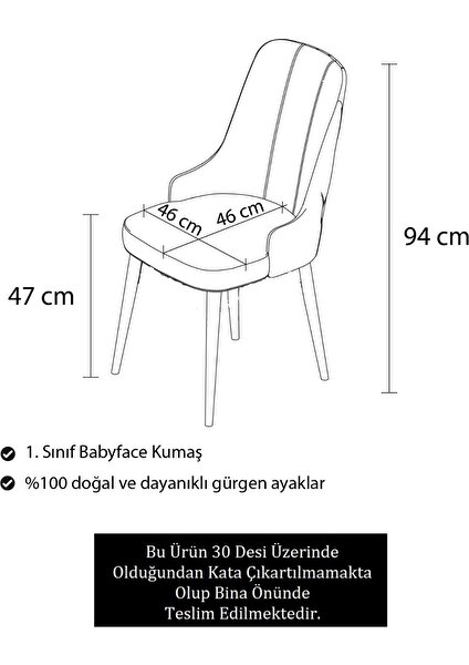 Concept Enoa Serisi Siyah Gürgen Ayaklı Babyface Kumaş Gümüş Halkalı Sandalye