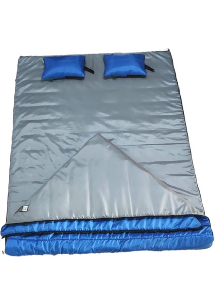 Masiv-8 200 gr Yastıklı Çift Kişilik Çift Fermuarlı Uyku Tulumu Mavi