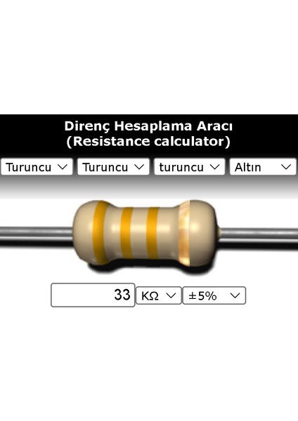 OEM 33 Kr (Kiloohm) Direnç 1/4 Watt