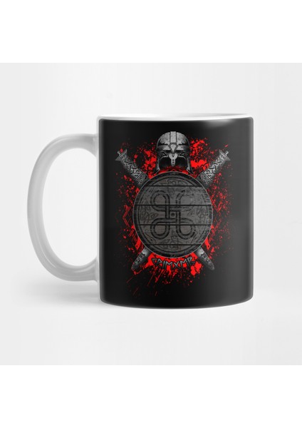 Warrior, Norse Runes And Viking Shield Kupa Bardak