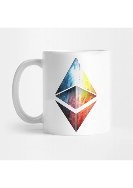 Ethereum Crystal Watercolor Galaxy Kupa Bardak