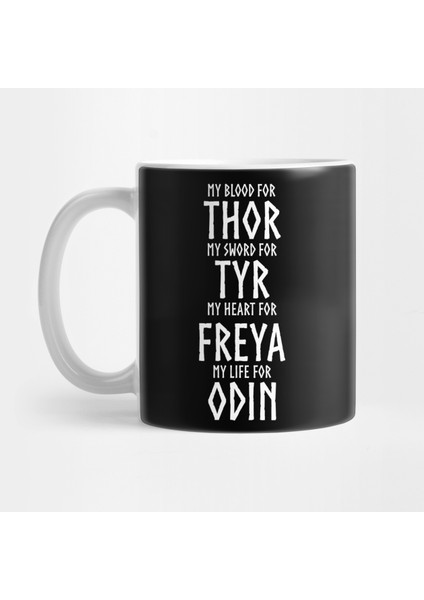 Viking Tanrıları Thor, Tyr, Freya, Odin Kupa Bardak