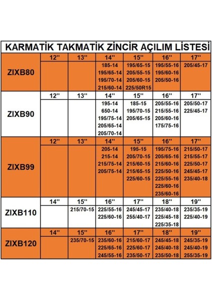 Takmatik kar patinaj zinciri 185x13 grup:7 space