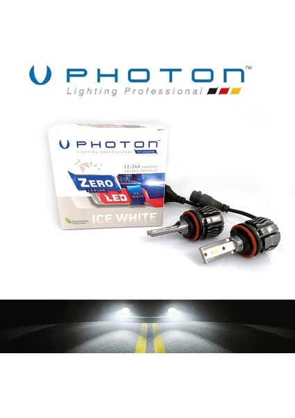 H11 LED Xenon Oto Ampul Zero Fansız Beyaz