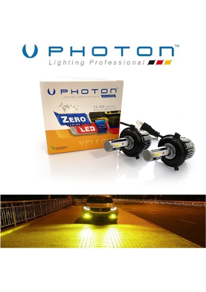 H4 LED Xenon Oto Ampul Zero Fansız Sarı