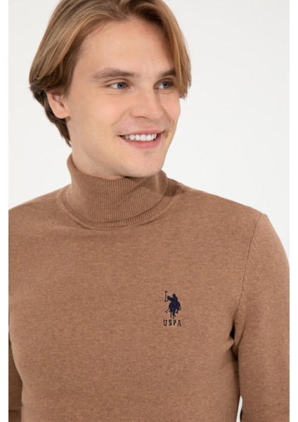 U.S. Polo Assn. Erkek Camel Melanj Triko Kazak 50251874-VR122