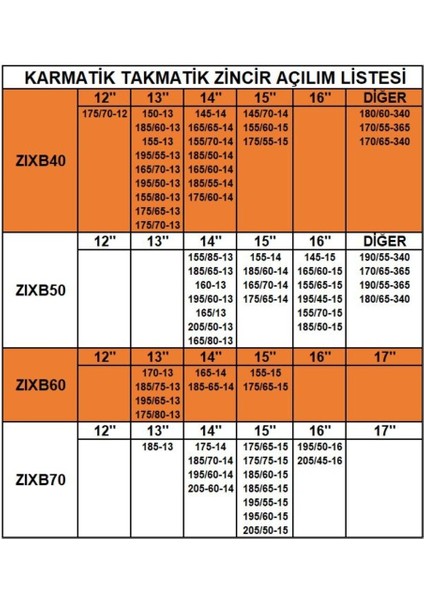 Takmatik kar patinaj zinciri 225x45x17 grup:9 space