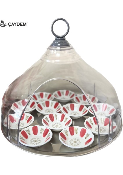 Çay Tepsisi Kapalı Şeffaf Çay Askısı Büyük Boy
