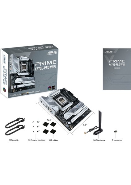 Prıme X670E-Pro Wıfı Amd X670 Am5 Ddr5 6400 Dp Hdmı 4X M2 Usb3.2 Ax Wifi + Bt Aura Rgb 2.5Gbit Lan Atx (Prıme X670E-Pro Wıfı) Anakart