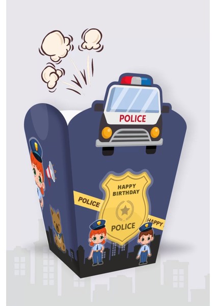 Polis Temalı *popcorn (Mısır) Kutusu *8'li Paket