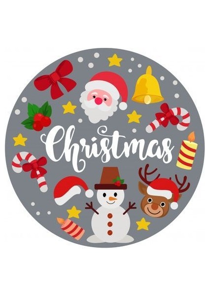 Christmas Kuşe Sticker 4 x 4 cm 36 Adet
