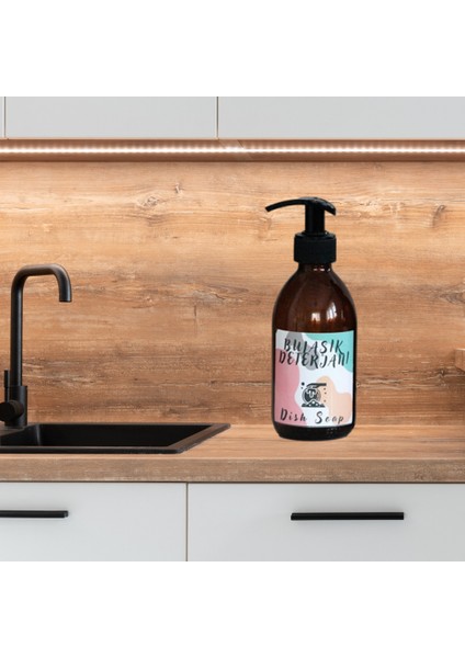 JUNİBELİW Amber Cam Şişe 250ML Renkli Etiket Bulaşık Deterjanlık 250 ml