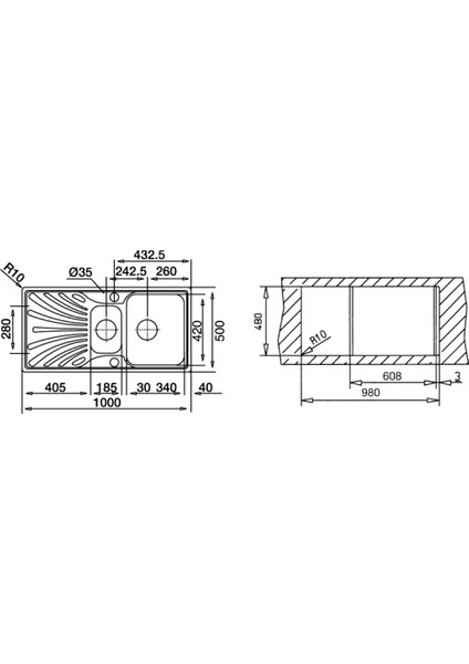 Princess 60 B Sol 1,5 Göz Paslanmaz Çelik Tezgah Üstü Eviye 100*50 Cm fiyatları