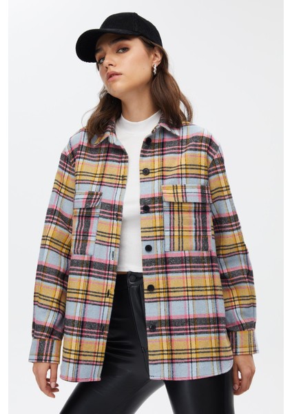 Ekose Cebi Kapaklı Kadın Gömlek modelleri