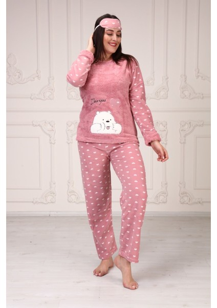 Ayıcık Baskılı Polar Pijama Takım