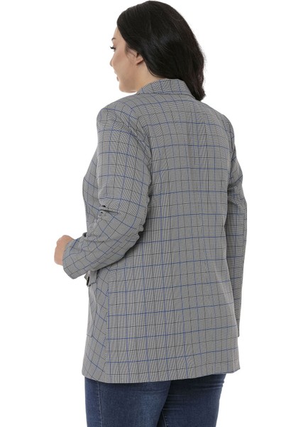 Büyük Beden Kuşaklı Düğmeli Kapaklı Cepli Astarlı Blazer Siyah Mavi Ceket modelleri