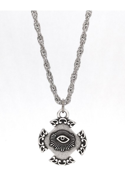 Ornate Mistik Göz Figürlü Gothic Kolye Antik Gümüş Kaplama