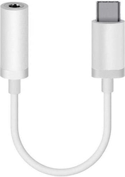 Type-C (Usb C) To 3.5mm Aux Dönüştürücü Adaptör Kulaklık Dönüştürücü Beyaz