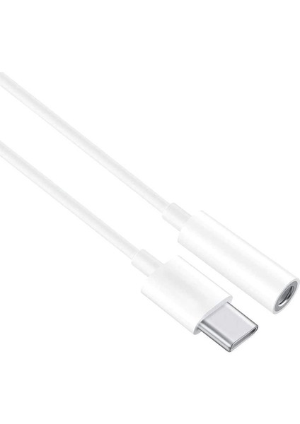 Type-C (Usb C) To 3.5mm Aux Dönüştürücü Adaptör Kulaklık Dönüştürücü Beyaz