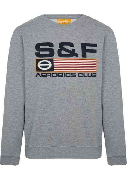 Men Sweat Gri Melanj Erkek Sweatshirt