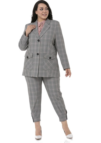 Büyük Beden Kuşaklı Düğmeli Kapaklı Cepli Astarlı Blazer Siyah Pembe Ceket fırsatları