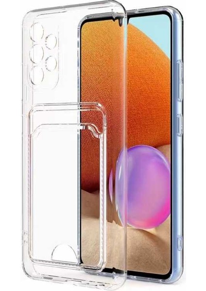 Galaxy A23 Ile Uyumlu Kılıf Kartlıklı Dayanıklı Cart Case Clear Silikon Kapak Şeffaf