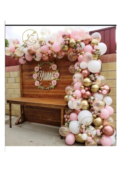 Makaron Pembe Gold Krom Balon Zinciri