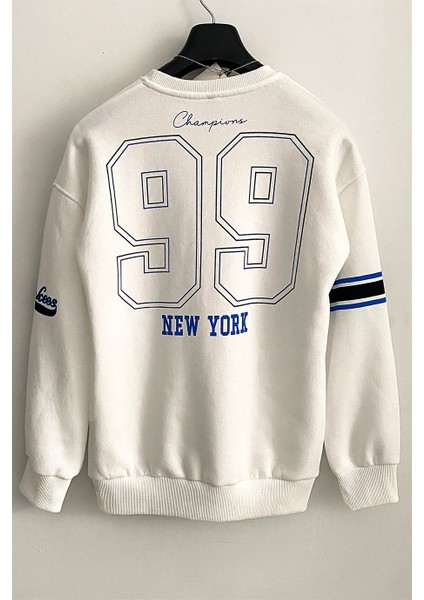 Erkek Beyaz 3 Iplik Şardonlu Pamuklu Oversize Sweatshirt fiyatları