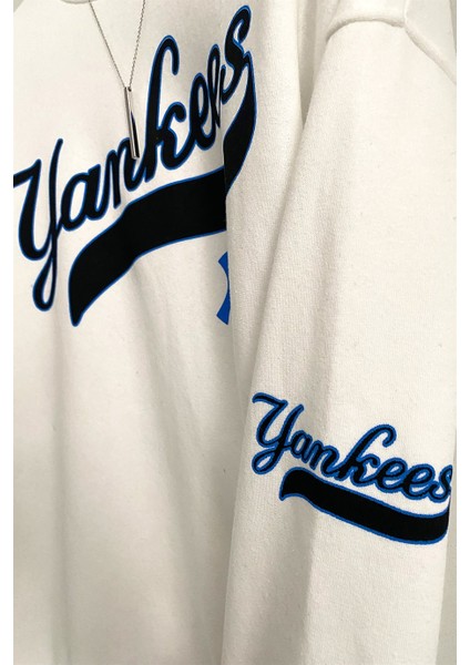 Erkek Beyaz 3 Iplik Şardonlu Pamuklu Oversize Sweatshirt fırsatları