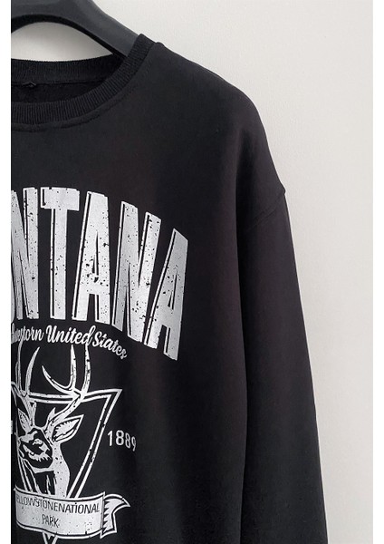 Erkek Siyah "montana" 3 Iplik Şardonlu Pamuklu Oversize Sweatshirt fiyatları