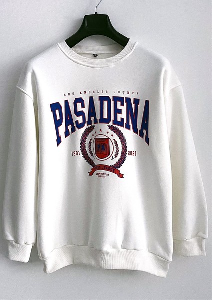 Erkek Beyaz "pasadena" 3 Iplik Şardonlu Pamuklu Oversize Sweatshirt