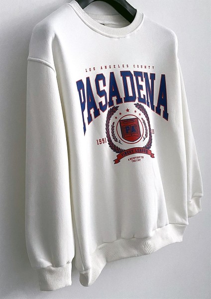 Erkek Beyaz "pasadena" 3 Iplik Şardonlu Pamuklu Oversize Sweatshirt fiyatları